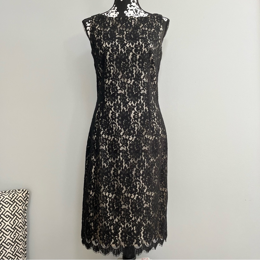 Ann Taylor Sleeveless Lace Midi Dress Size 6 Dark Romance LBD Gatsby Cocktail